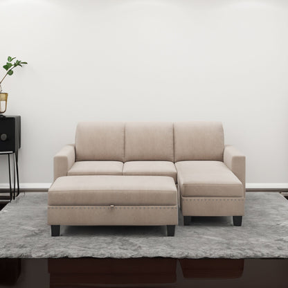 [New]81" Reversible Sectional Couch with Storage Chaise L-Shaped Sofa for Apartment Sectional Set Warm Grey