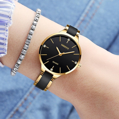 NIBOSI Luxury Ceramic Bracelet Watches Ladies Creative Quartz Watch For Women Female Clock Relogio Feminino Montre Femme 2330