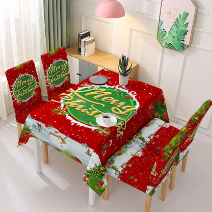 Christmas new polyester waterproof tablecloth one-piece printed chair cover festive decoration cartoon Santa Claus