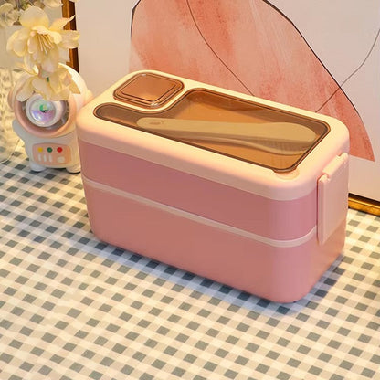 Japanese style microwaveable double layer compartment sealed lunch box
