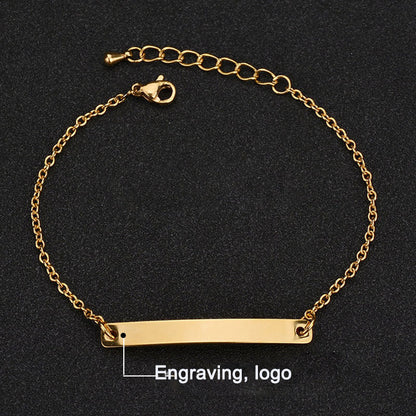 Stainless steel personalized engraved three color curved bracelet simple and personalized women's bracelet