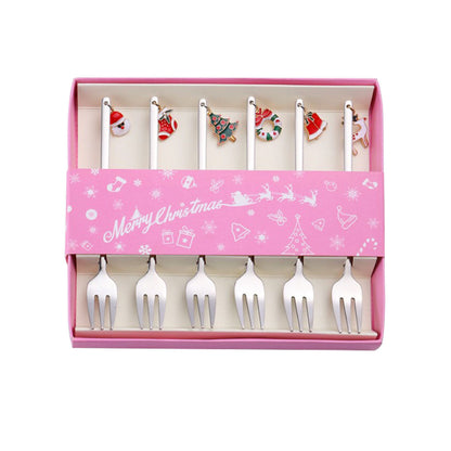 Christmas gift tableware stainless steel coffee spoon dessert spoon fork set