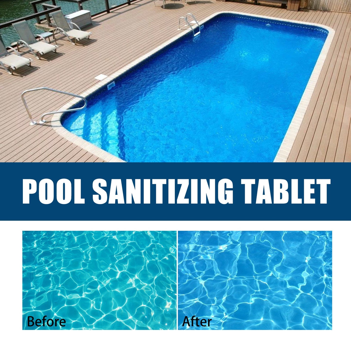 Pool Chlorinated Tablet, Water Quality Cleaning, Odor Removal Instant Multi-Functional Effervescent Tablet