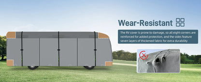 Umbrauto Class A RV Cover Upgraded Heavy Duty 7 Layers Top Windproof Breathable Class A Motorhome Camper Cover,Grey