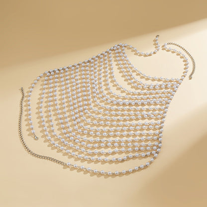 Sexy vacation style pearl bra, clothing chain, bikini chain body