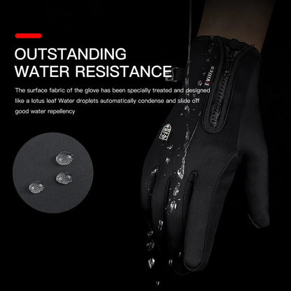 Outdoor cycling men's and women's warm touch screen cold and windproof skiing sports gloves
