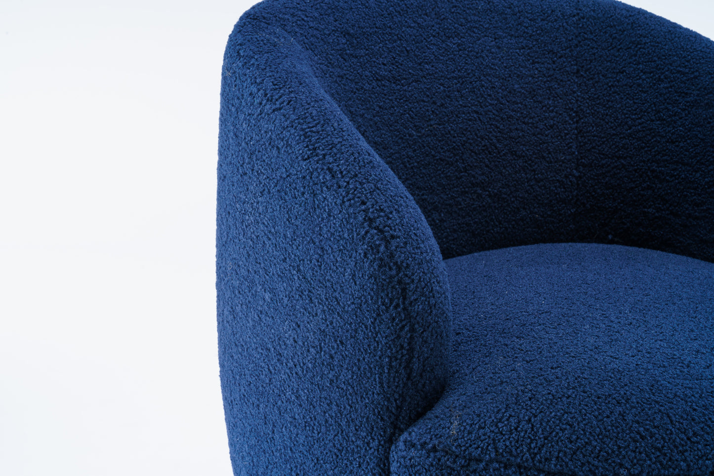 Teddy Fabric Swivel Accent Armchair Barrel Chair With Black Powder Coating Metal Ring Dark Blue