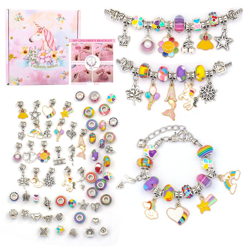 Cartoon Pink Set DIY Handmade Jewelry Children's Bracelet Women's Exquisite Gift Box Gift Bracelet