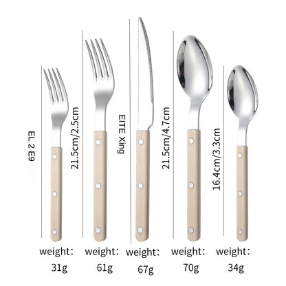 French Rivet ABS Handle Hotel Western Tableware Steak Knife Butter Knife Set
