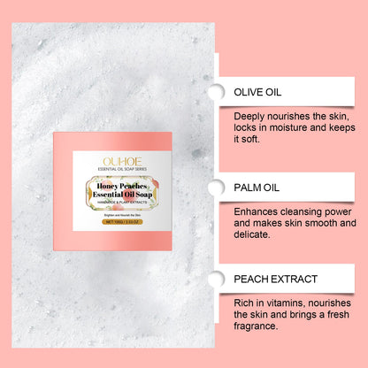 Peach Essential Oil Soap, Gentle Repair Moisturizing Oil Removal Refreshing Cleansing Body Cleansing Bath Essential Oil Soap