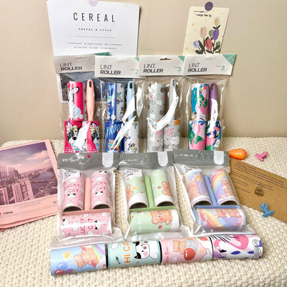 Cartoon pattern lint remover lint roller dust removal paper tearable clothing lint remover