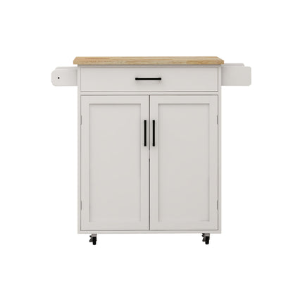 Kitchen island rolling trolley cart with 1 drawer & 2 doors with storage racks & Adjustable Shelves & towel rack