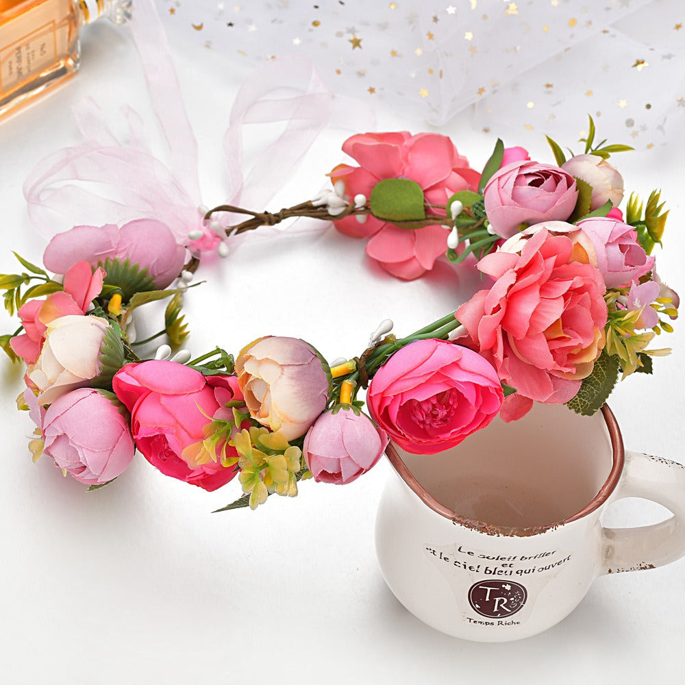 Bohemian floral hairband bride photo shoot bride hair accessories