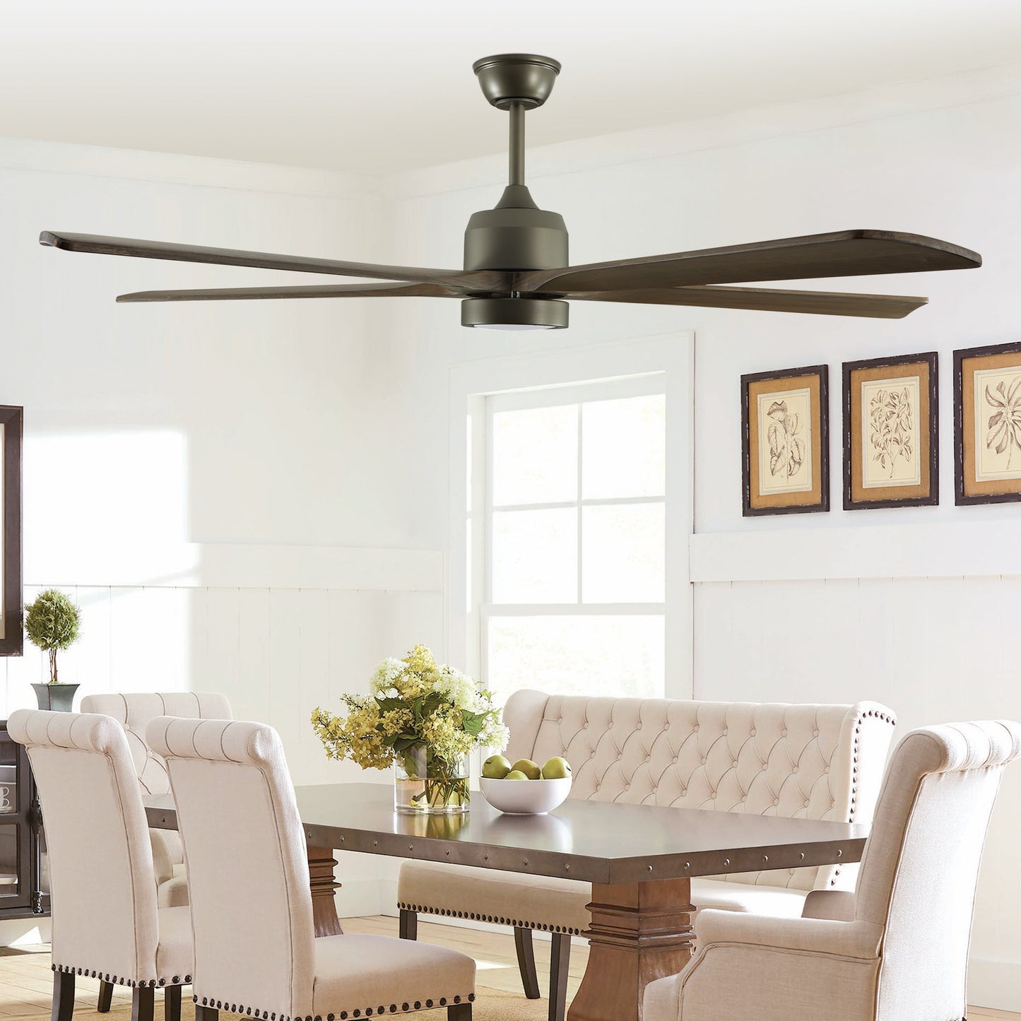 60 "modern wooden ceiling fan with lighting and remote control, 6-speed noiseless reversible DC motor ceiling fan