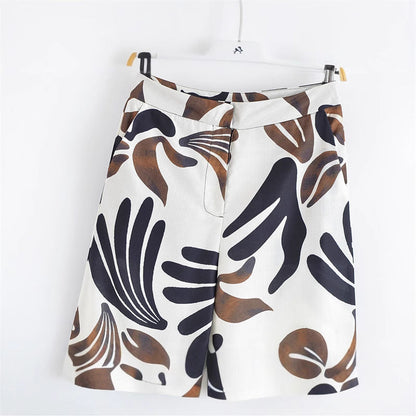 Spring and Summer NewStyle Design Sense Unique All-Match Casual Loose Retro Commuting Printed Wide-Leg Pants