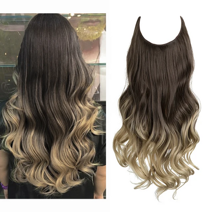 One-piece women's hair extension piece with abundant hair volume U-shaped fishing line invisible and natural long curly hair