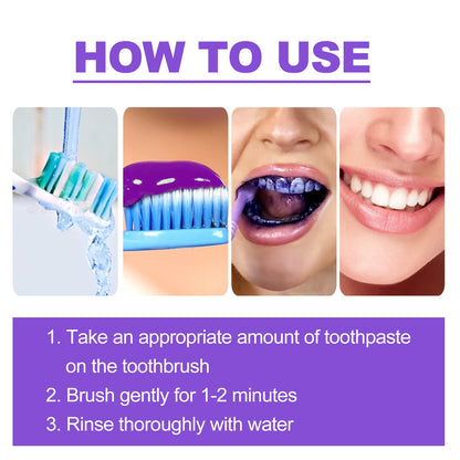 V34 Purple Toothpaste, Repair Teeth Mouth Clean Breath Fresh White Toothpaste