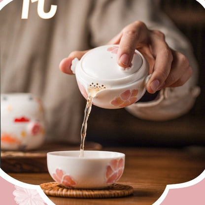 Sakura Kuaike Cup Portable Travel Kung Fu Tea Set One Pot One Cup Ceramic Tea Set Single Tea Maker Female