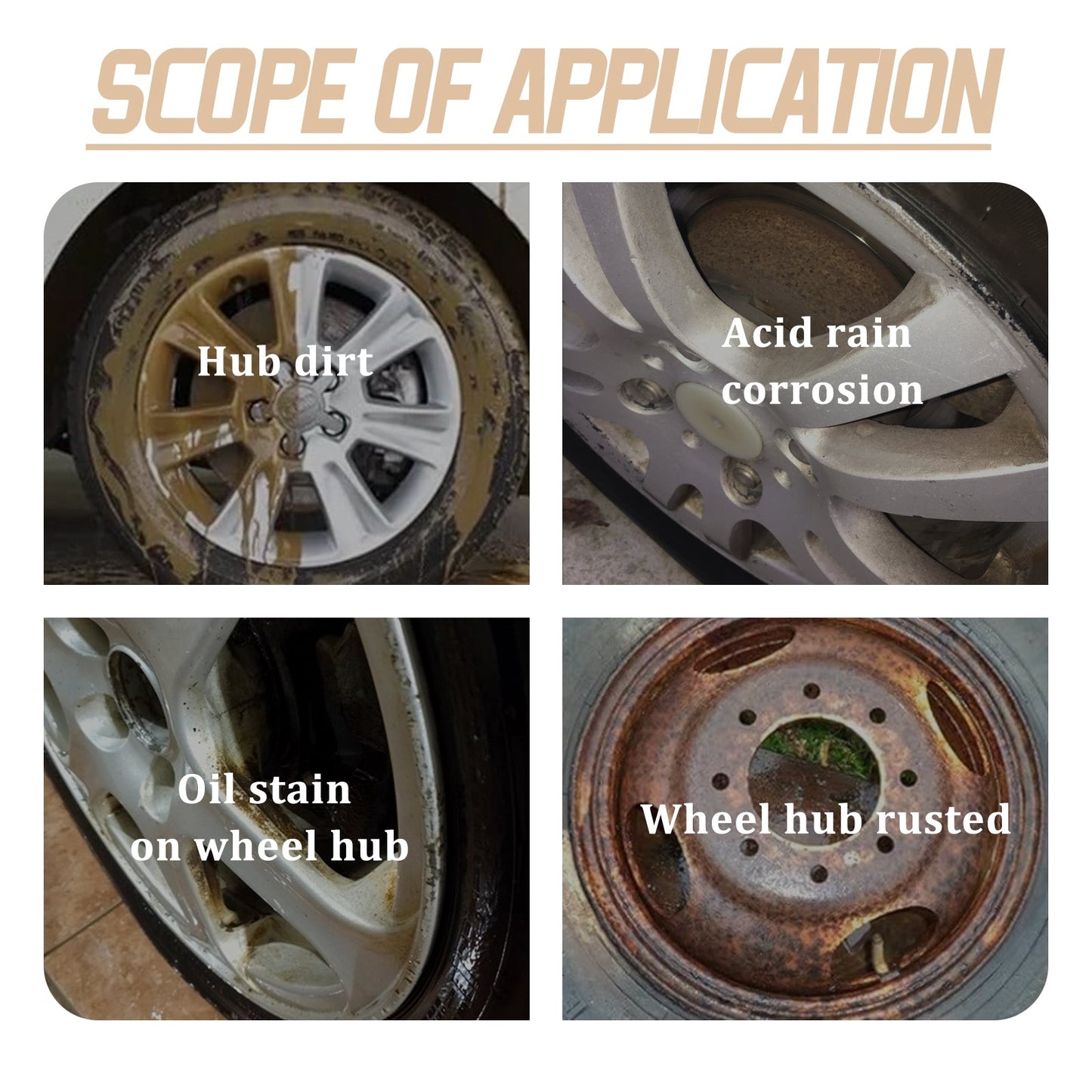 Car Brake Cleaner, Wheel Hub Rim Yellowing Eliminate Abnormal Wheel Noise Cleaning Stains Rust Remover