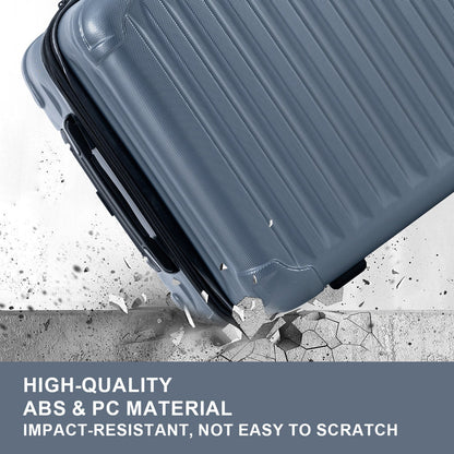 Luggage Sets New Model Expandable ABS+PC 3 Piece Sets with Spinner Wheels Lightweight TSA Lock (20/24/28), STEEL GRAY