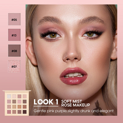 Mee Carney Beauty Makeup 16 Color Eye Shadow Plate Ins Matte Pearl Glitter Pink Earth Color Eye Shadow Plate MC12