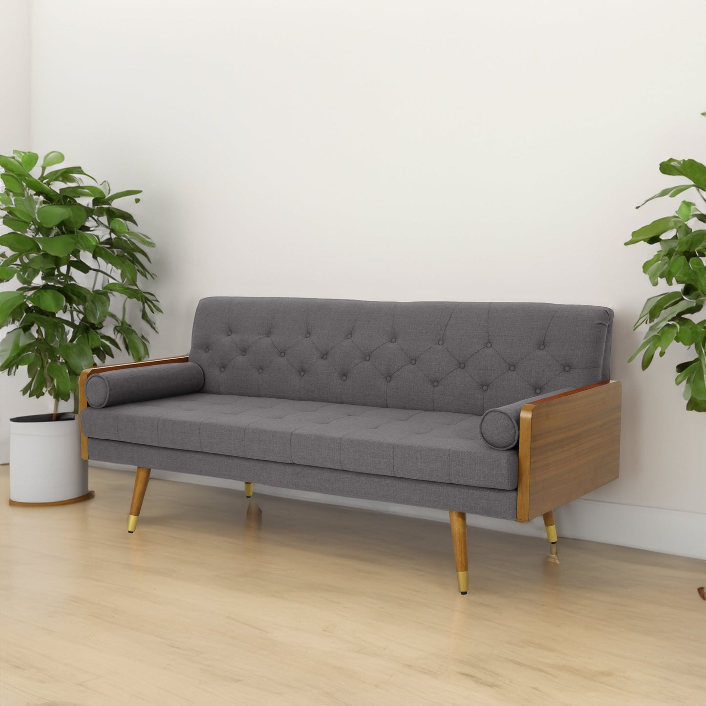 Aidan Mid Century Modern Tufted Fabric Sofa