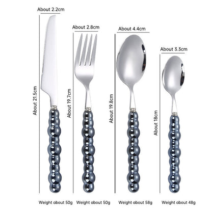 304 stainless steel knife and fork spoon creative pearl ceramic handle tableware western steak knife and fork dessert spoon