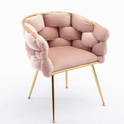 Luxury modern simple leisure velvet single sofa chair bedroom stool manicure table back chair pink set of 2