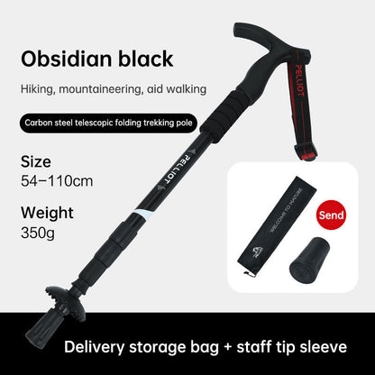 Outdoor telescopic climbing stick aluminum alloy crutches portable walking stick portable climbing equipment