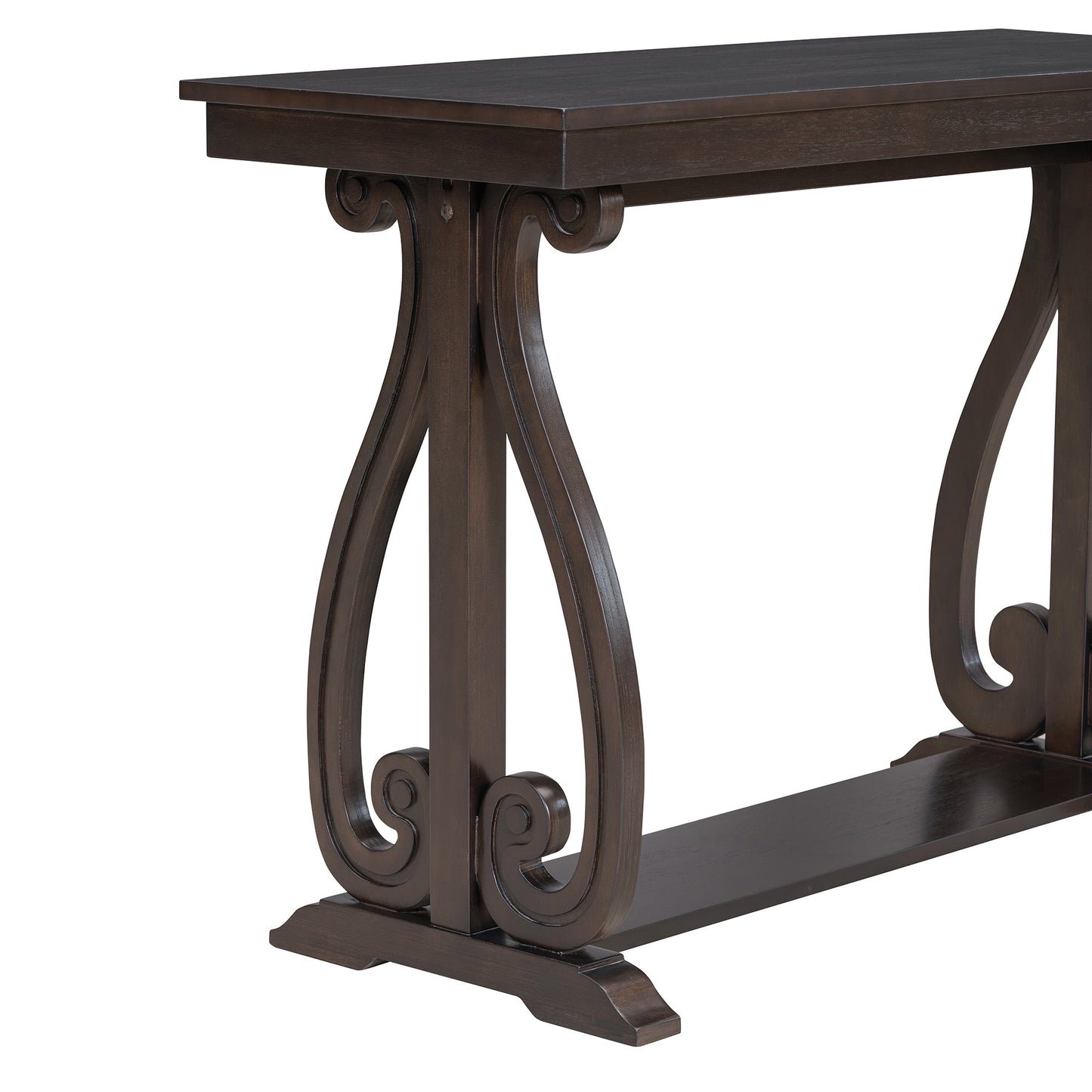 48-Inch Rustic Vintage Console Table --- Farmhouse Style Entryway Table with Open Shelf and Sturdy Construction  (Espresso)