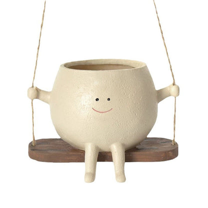 Swing Face Planter Resin Plant Succulent Pots Creative Wall Hanging Head Planter Multifunctional Home Garden Patio Accessories