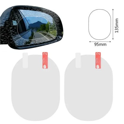 2PCS/Set Anti Fog Car Mirror Window Clear Film Anti-glare Car Rearview Mirror Protective Film Waterproof Rainproof Car Sticker
