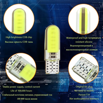 2PCS T10 W5W LED car interior light COB marker lamp 12V 168 194 501 Side Wedge parking bulb canbus auto for lada car styling