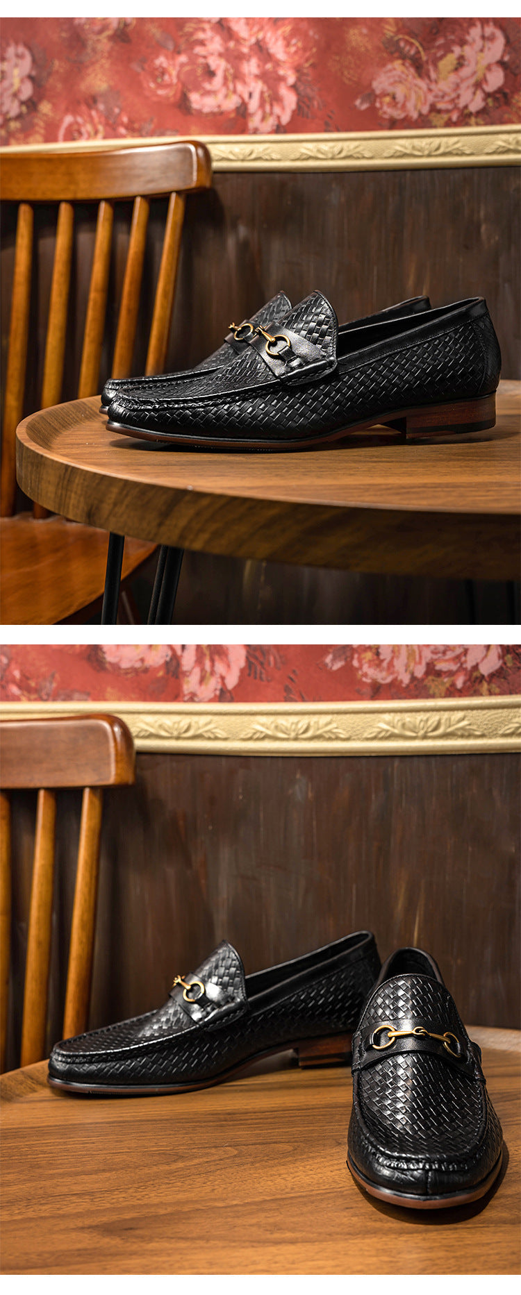 Men's Woven Leather Loafers