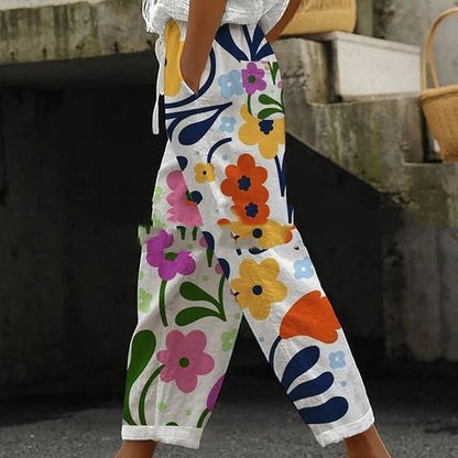 Women's All-match Elastic Waist Slimming Digital Printed Trousers