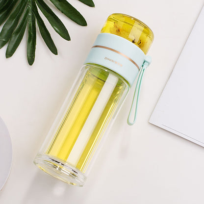 Glass Water Bottle with Tea Infuser and Double Wall