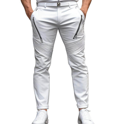 Men's Zipper Pleated Slim Fit Skinny Pants