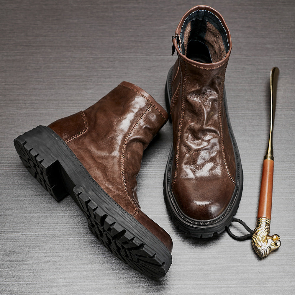 Short Men's High-top Platform Worker Boots