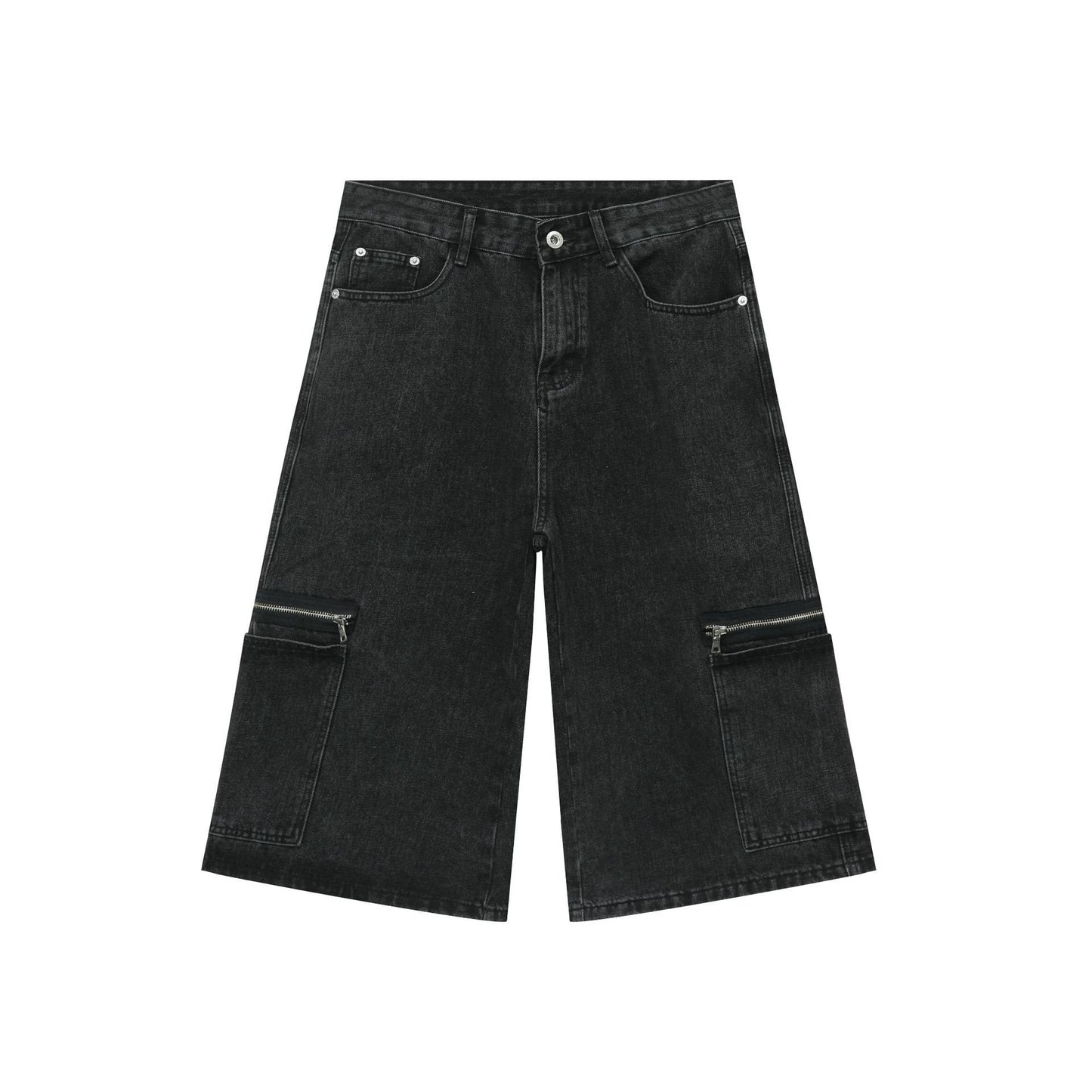 Workwear Denim Loose Street Cropped Shorts