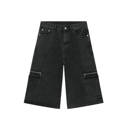 Workwear Denim Loose Street Cropped Shorts
