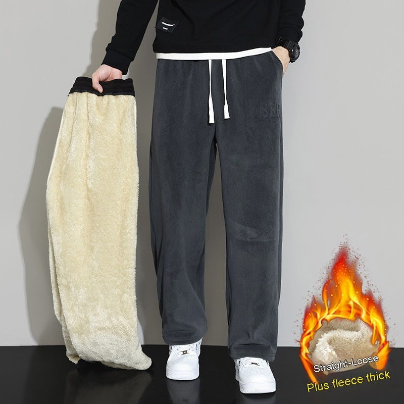 Winter Men's Cashmere Straight Wide-leg Pants
