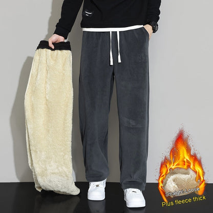 Winter Men's Cashmere Straight Wide-leg Pants