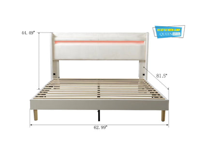 LED light with remote control and color changing at the head of the bed. The bed is firm and stable and easy to assemble