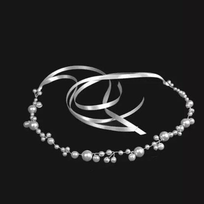 Bride Wedding Hair Accessories Simple Pearl Soft Chain Headband