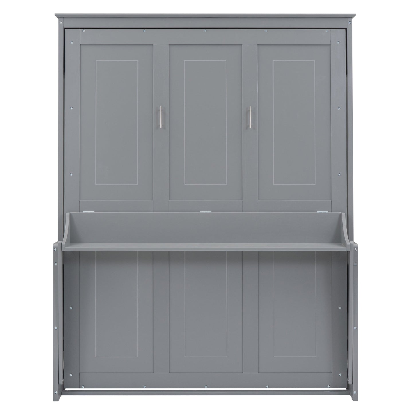 Queen Size Murphy Bed with a Shelf, Gray