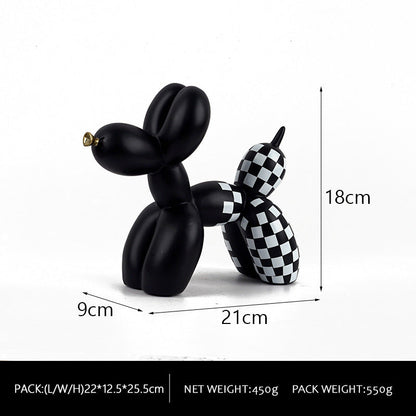 New black and white plaid balloon dog ornaments creative TV cabinet wine cabinet living room porch resin crafts