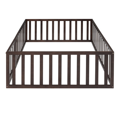 Full Size Wood Daybed Frame with Fence Walnut(OLD SKU:WF289662AAL)