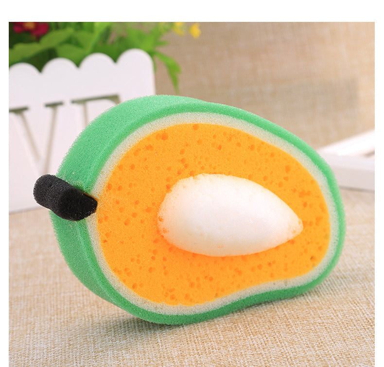 Fruit Sponge Dish Washing Brush Non-Stick Oil Kitchen Compressed Sponge Wipe Printing Household Brush Bowl Bath Absorbent Cotton