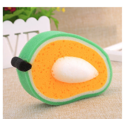 Fruit Sponge Dish Washing Brush Non-Stick Oil Kitchen Compressed Sponge Wipe Printing Household Brush Bowl Bath Absorbent Cotton