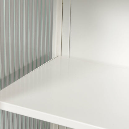 27.56"Glass Doors Modern Two-door Wall Cabinet with Featuring Three-tier White
